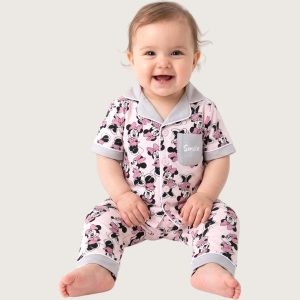 Smile Minnie Infant Girls Front Open Pajama Set - Pink