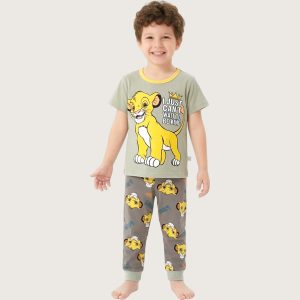 Simba King Boys Half Sleeves Pajama Set - Grey