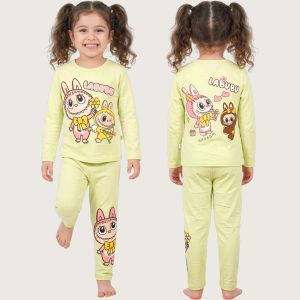 Labubu Girls Cotton Pajama Set - Neon