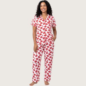 Lips Ladies Pajama Set - White