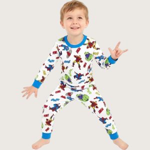 Marvel Hero Boys Full Sleeves Pajama Set MCHAKKY - White