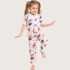 Powerpuff Girls Front Open Pajama Set - Pink