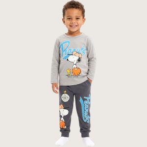 Peanuts Boys Full Sleeves Pajama Set KHAFIF - Grey