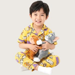 Tom & Jerry Boys Front Open Pajama Set - Yellow
