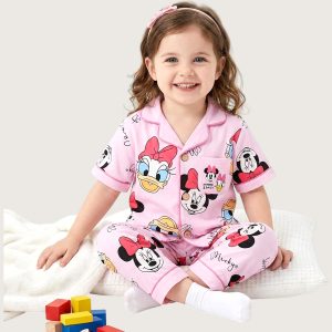 Minnie Daisy Girls Front Open Pajama Set - Pink