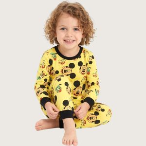Mickey Boys Full Sleeves Pajama Set MCHAKKY - Yellow