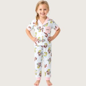 Queen Girls Front Open Pajama Set - Blue