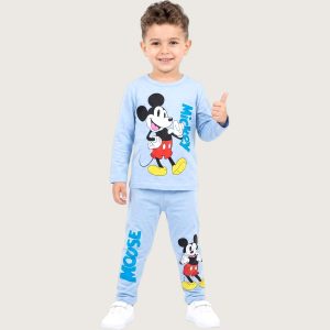 Mickey Mouse Boys Full Sleeves Pajama Set KHAFIF - Sky Blue