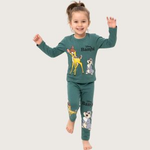Disney Bambi Girls Cotton Pajama Set - Green