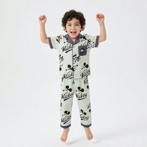 Mickey Boys Front Open Pajama Set - Sea Green