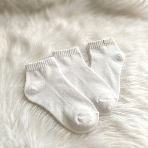 Plain Kids Socks 3 Pcs Set Ankle Cut 1 - White