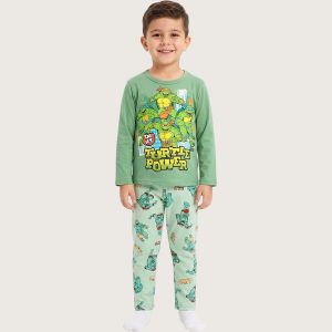 Turtle Power Boys Cotton Pajama Set - Green