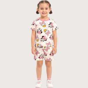 Minnie Daisy Girls Shorts Set - White Pink