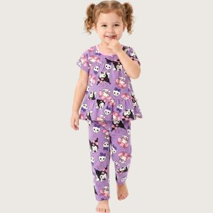 All Kuromi Girls Half Sleeves Pajama Set - Purple