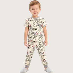 Bugs Bunny Boys Half Sleeves Pajama Set - Cream