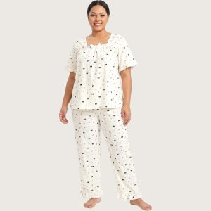 Tiny Bow Ladies Pajama Set - White