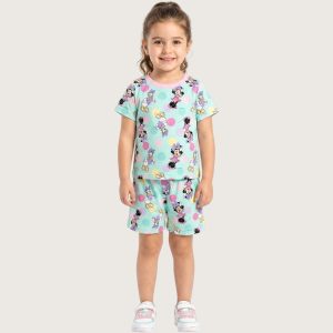 Daisy Minnie Dots Girls Shorts Set - Blue