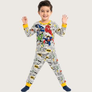 Marvel Logo Boys Full Sleeves Pajama Set KHAFIF - White
