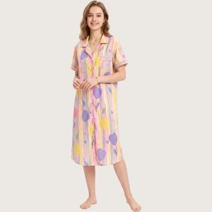 Floral Ladies Long Shirt - Multicolor