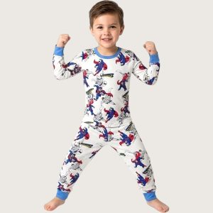 All Spiderman Boys Full Sleeves Pajama Set KHAFIF - White