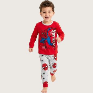 Spiderman Boys Full Sleeves Pajama Set - Red Grey
