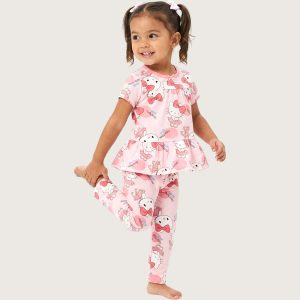 Cute Hello Kitty Girls Half Sleeves Pajama Set - Pink