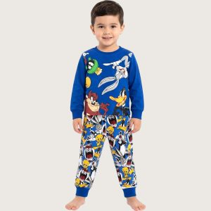 Looney Tunes Boys Full Sleeves Khafif Pajama Set MCHAKKY - Navy
