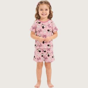 M Bow Girls Shorts Set - Pink