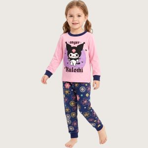 Anger Kuromi Girls Full Sleeves Pajama Set KHAFIF - Pink