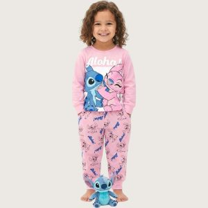 Aloha Girls Full Sleeves Khafif Pajama Set MCHAKKY - Pink