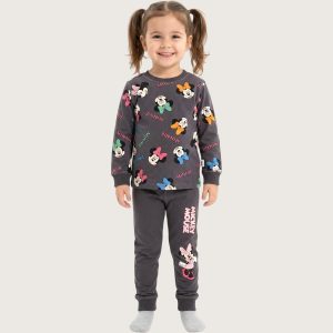 Minnie Girls Full Sleeves Pajama Set KHAFIF - Dark Grey