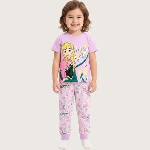 Little Sister Girls Half Sleeves Pajama Set - Purple