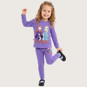 Frozen Girls Full Sleeves Pajama Set KHAFIF - Purple