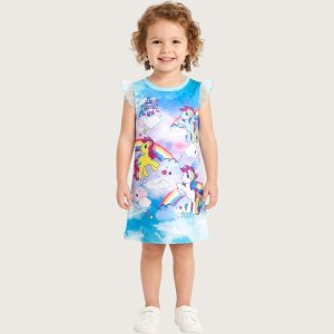 Pony Rainbow Girls Dress - Blue