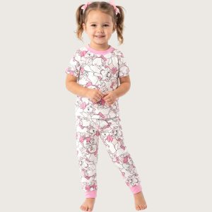 Marie Girls Half Sleeves Pajama Set - White