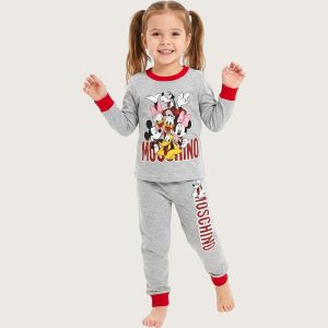 Moschino Girls Full Sleeves Pajama Set KHAFIF - Grey