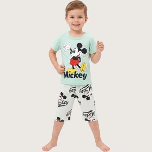 Mickey Boys Bermuda Set - Green Grey