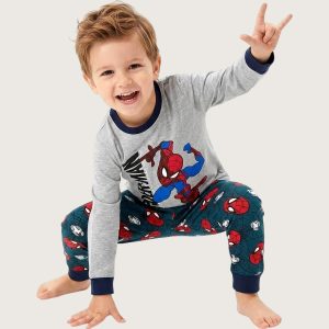 Spiderman Boys Full Sleeves Pajama Set KHAFIF - Navy Grey