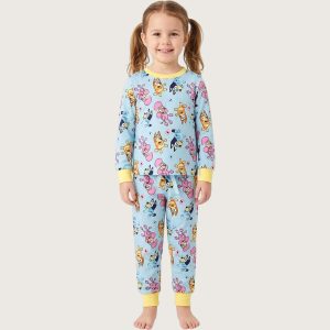 All Bluey Girls Cotton Full Sleeves Pajama Set - Sky Blue