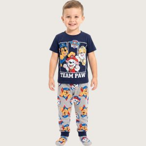 Team Paw Boys Half Sleeves Pajama Set - Blue Grey