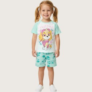 Pawsome Girls Summer Shorts Set - Green