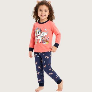 Pony Girls Full Sleeves Pajama Set KHAFIF - Pink Blue