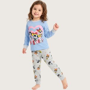 Say Saved Girls Full Sleeves Pajama Set KHAFIF - Blue Grey