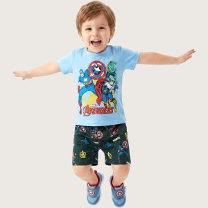 Avengers Boys Shorts Set - Blue Green