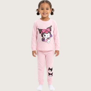 Kuromi Girls Full Sleeves Pajama Set KHAFIF - Light Pink