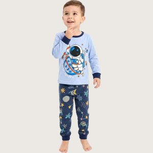 Astronauts Boys Full Sleeves Pajama Set KHAFIF - Blue