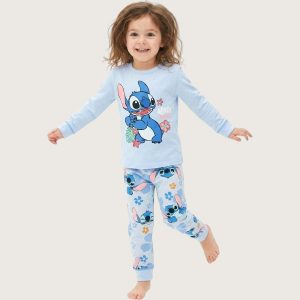 Stitch Aloha Girls Full Sleeves Pajama Set KHAFIF - Blue