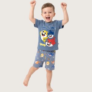 Jaw-Some Boys Shorts Set - Grey