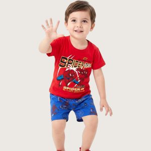 Play Spiderman Boys Shorts Set - Red Blue