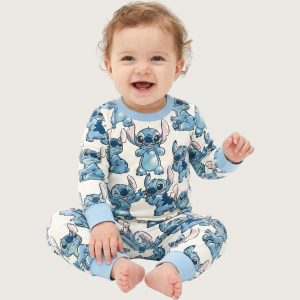 Stitch Infant Baby Set - Cream Blue